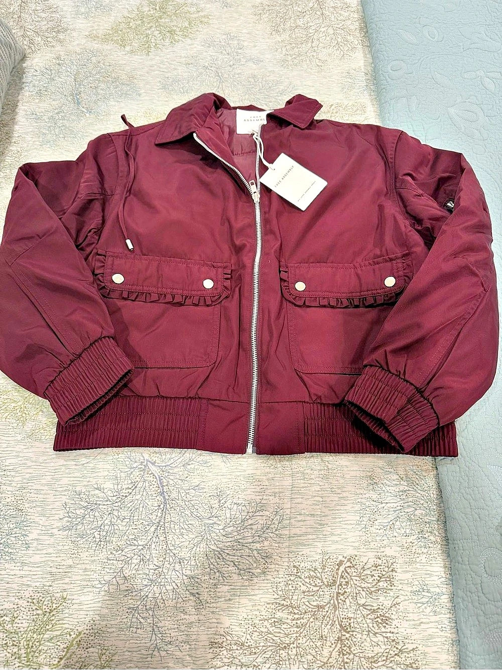 Free Assembly Aviator Burgundy Utility Jacket.